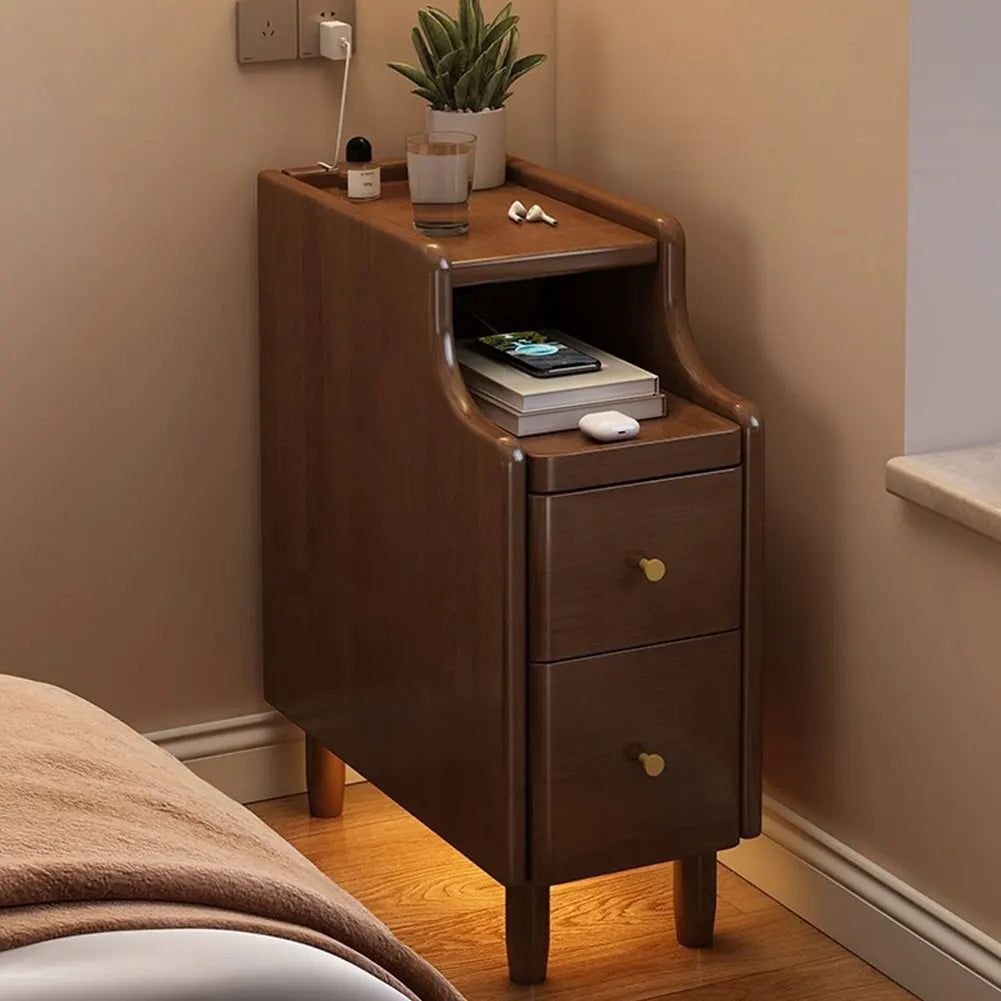 Simple Modern Narrow Nightstand with Storage Bedroom