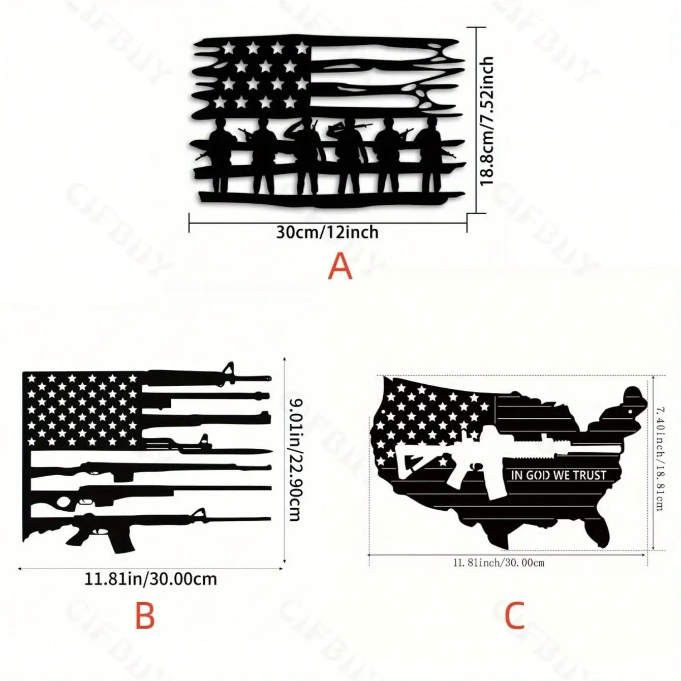 American Flag Gun Metal Wall Art, Home Decor, Wall Sculpture