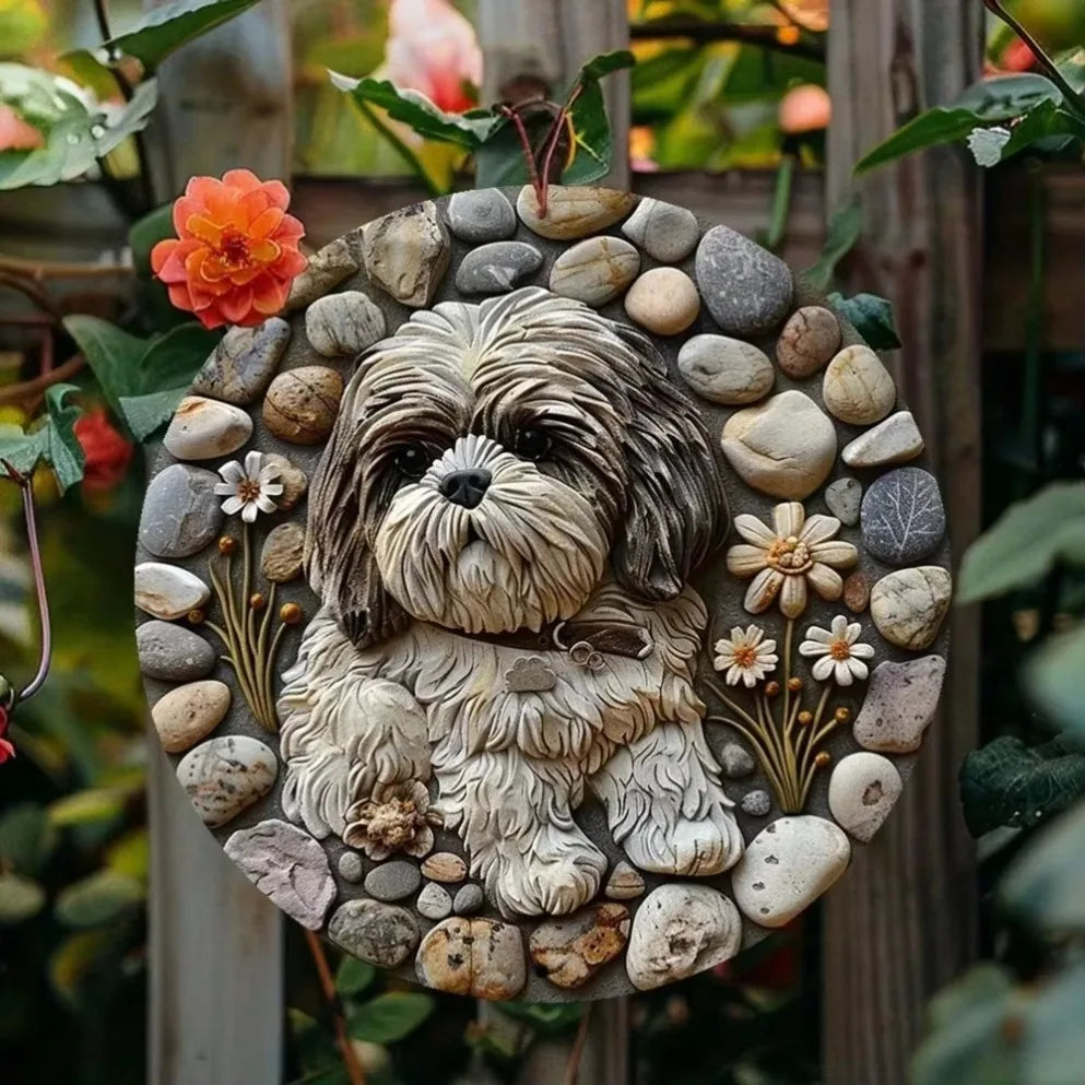 Shih Tzu Aluminum Wreath Cute Metal Ornament for Everyday Display