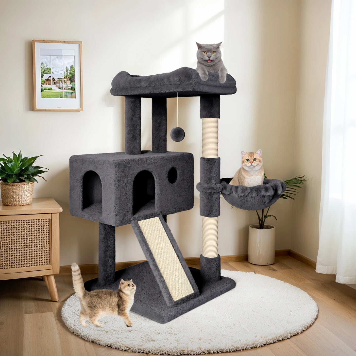 🐾 HOOMIC 36” Cat Tree for Indoor Cats – Multi-Level Condo
