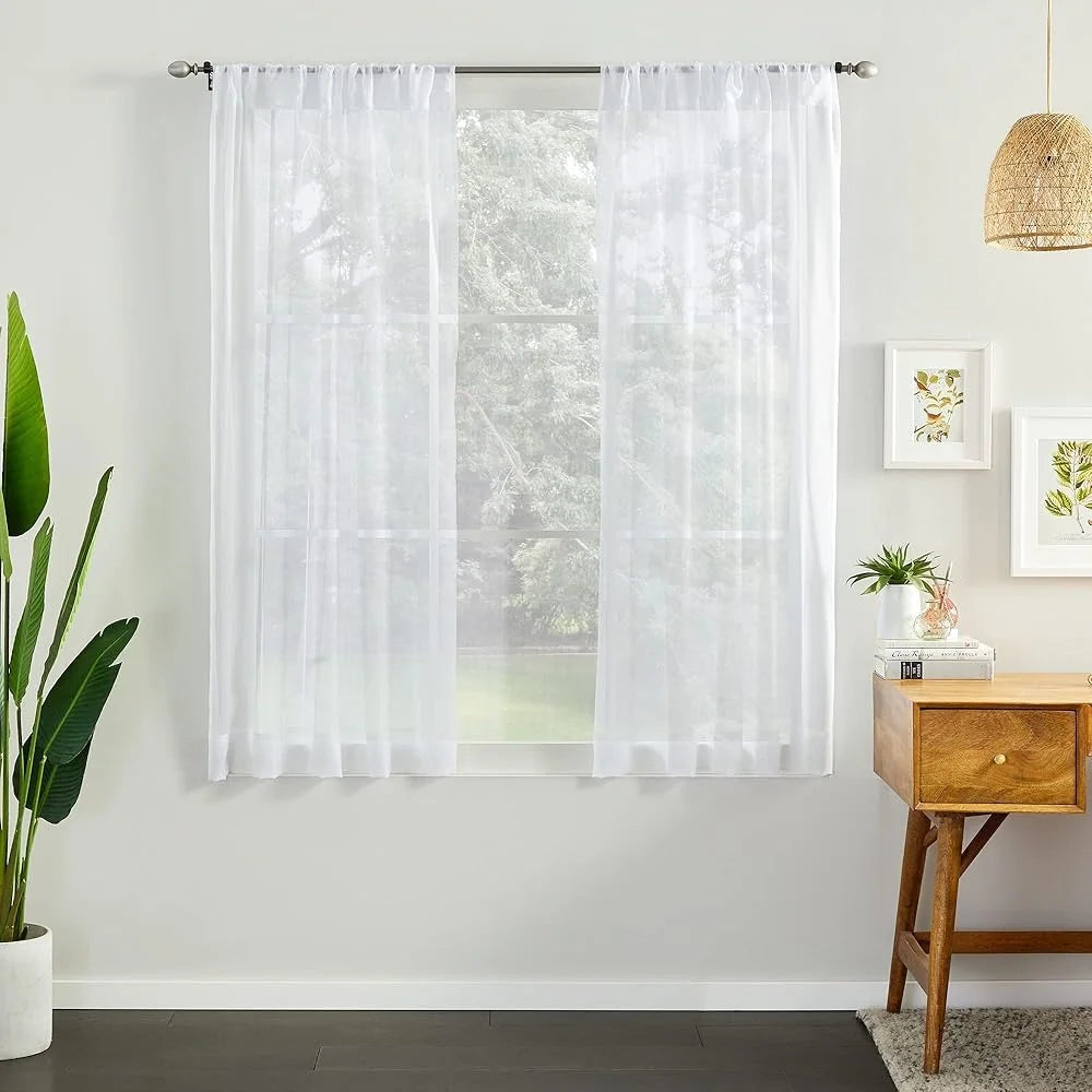 Sheer Voile Window Light Filtering Curtain Panels – 2 Pack