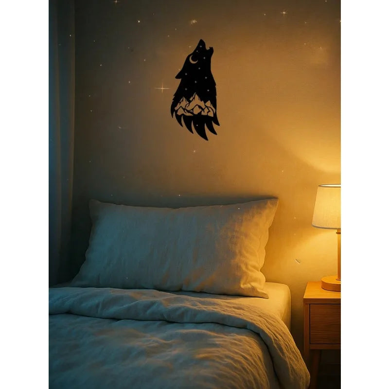 Premium Black Metal Gothic Wolf Wall Art Howling Wolf Decor