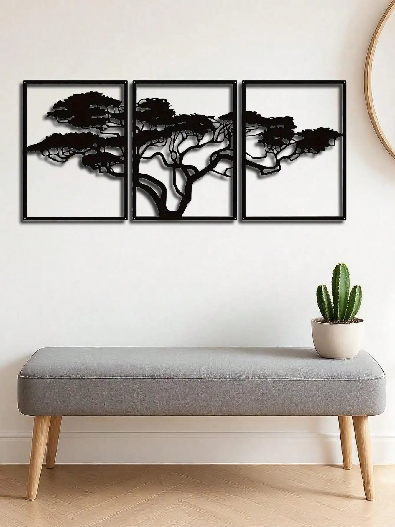 Handcrafted African Tree of Life Wall Sculpture – Metal Design, Boho Tribal Art