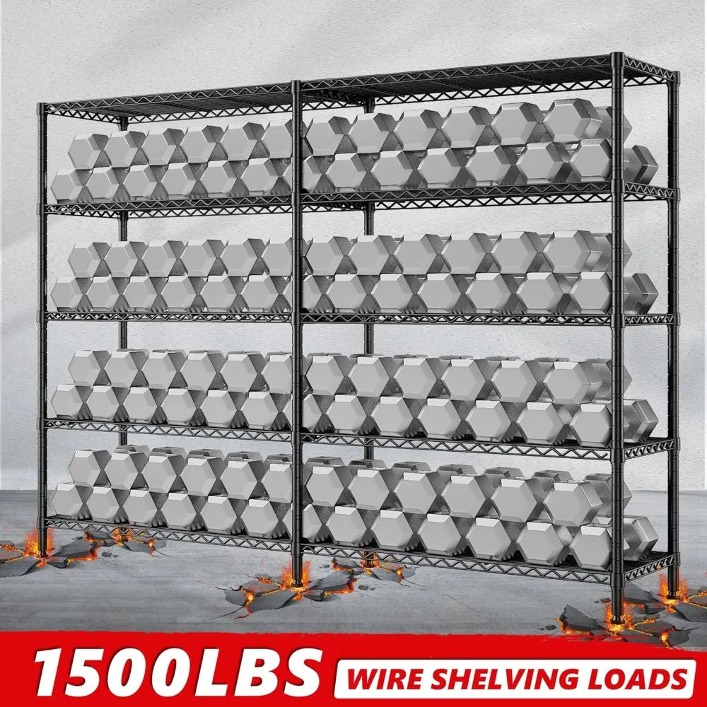 1500 # Heavy-Duty 5-Tier Metal Wire Shelving Unit Adjustable Storage