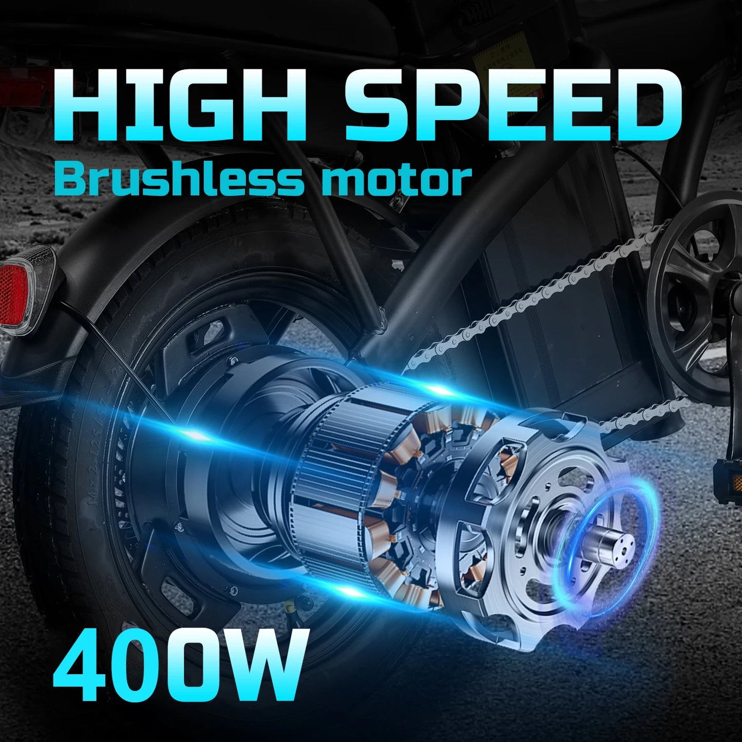 14" Folding Electric Bike – 400W Motor, 48V Removable Battery, 20 MPH, 1-Year Warranty