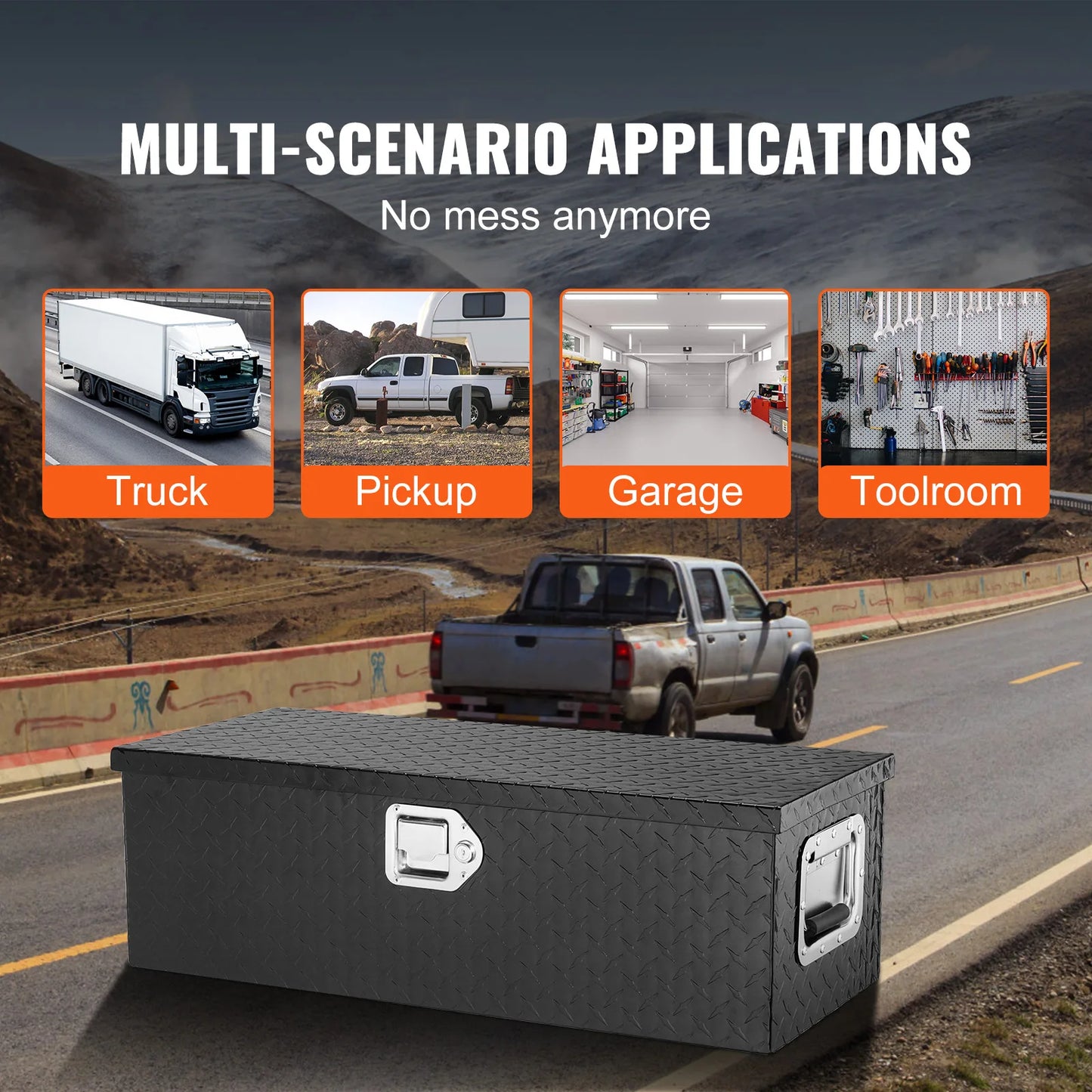 VEVOR Heavy Duty Aluminum Truck Bed Toolbox – Diamond Plate Toolbox