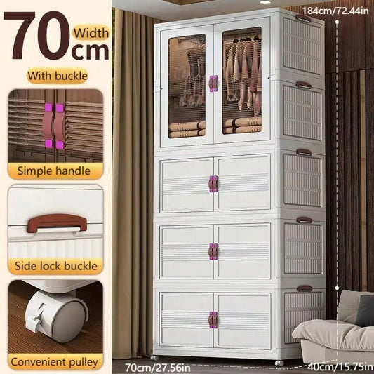 🧥 Folding Wardrobe with Hanging Space + 3 Storage Boxes – Easy Install Closet Solution