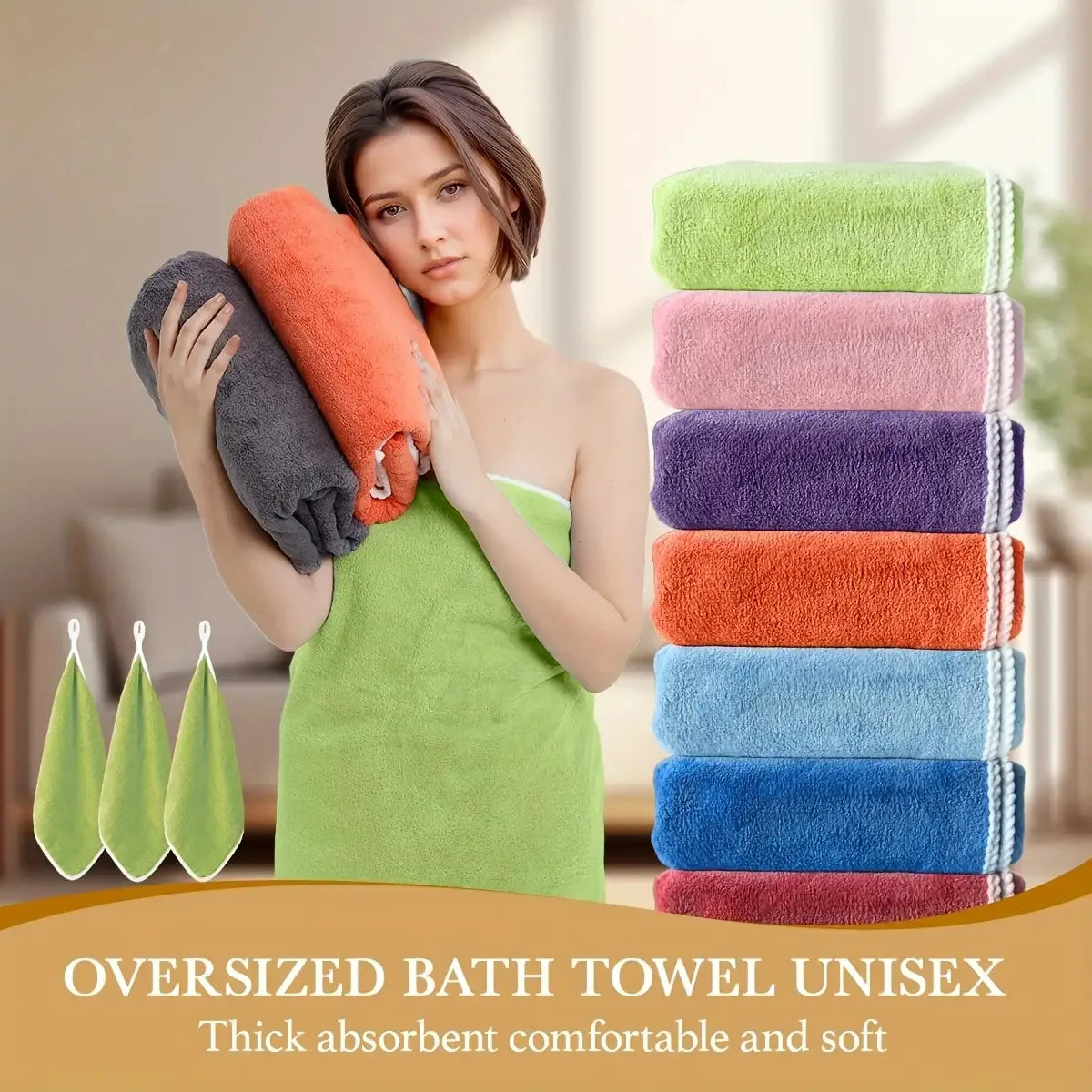 8PCS Luxury Microfiber Flannel Bath Towel Set Plush Towels