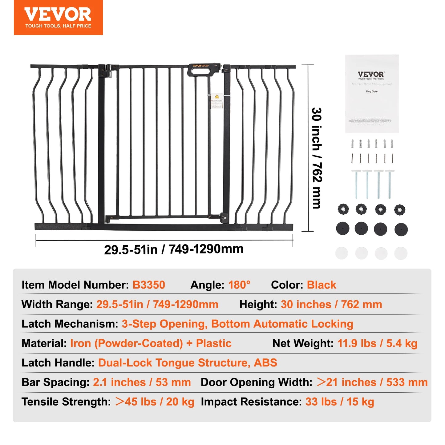 Extra Tall Pet & Child Safety Gate, Easy Step Walk-Thru