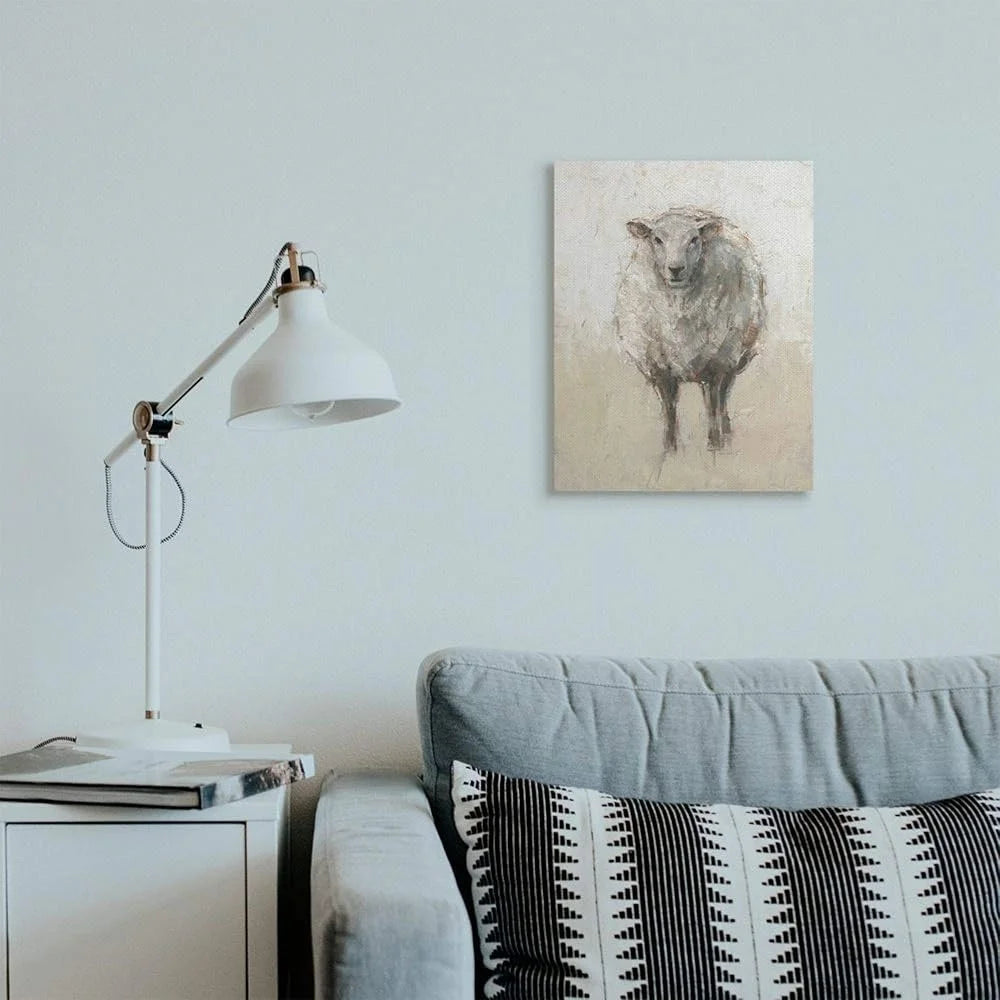 Minimal Sheep Canvas Wall Art – Farm Animal Painting,