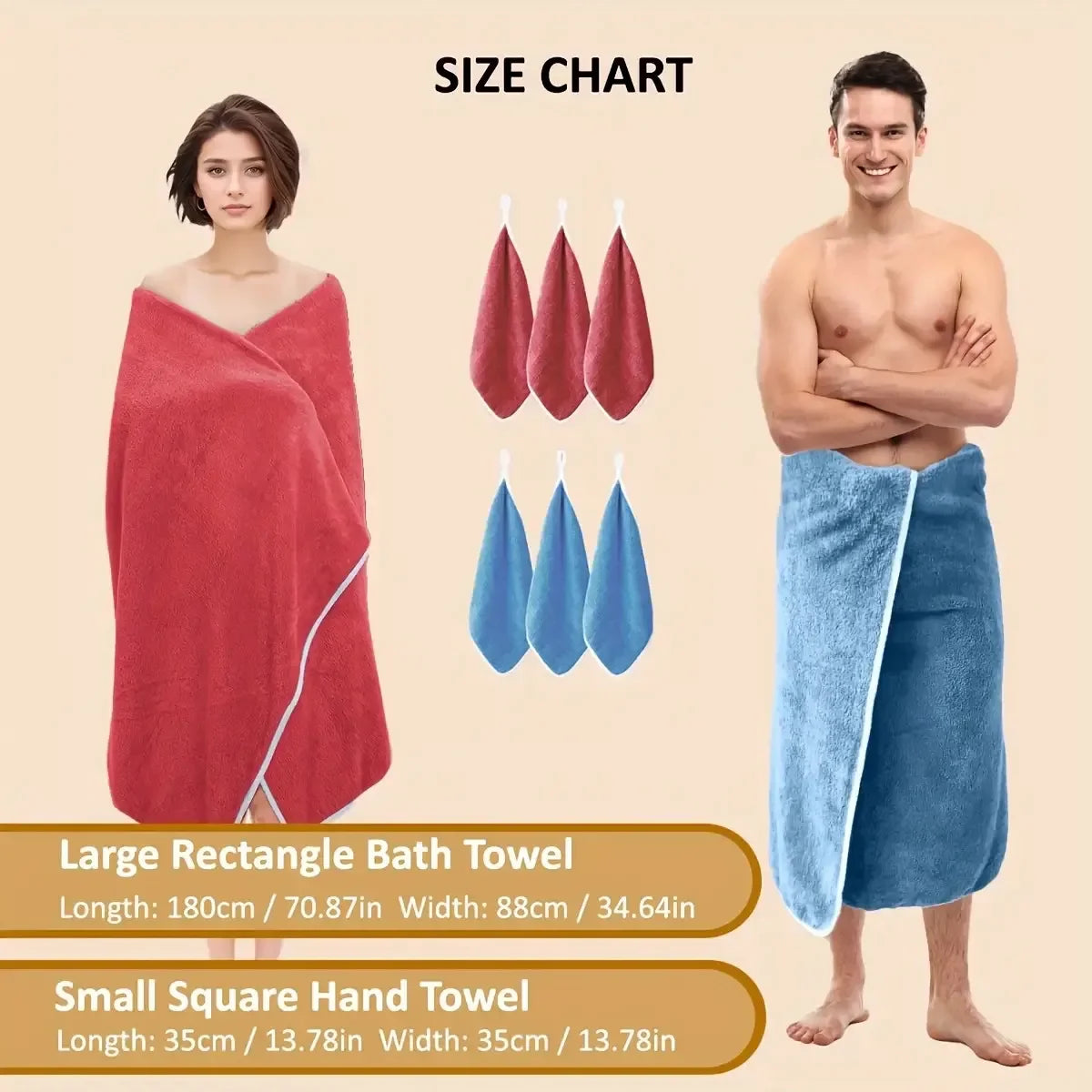 8PCS Luxury Microfiber Flannel Bath Towel Set Plush Towels