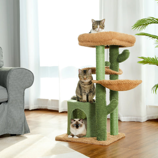 Cactus Cat Tree Tower Scratching Post and Cozy Condo