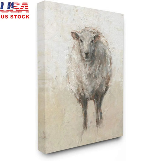 Minimal Sheep Canvas Wall Art – Farm Animal Painting,