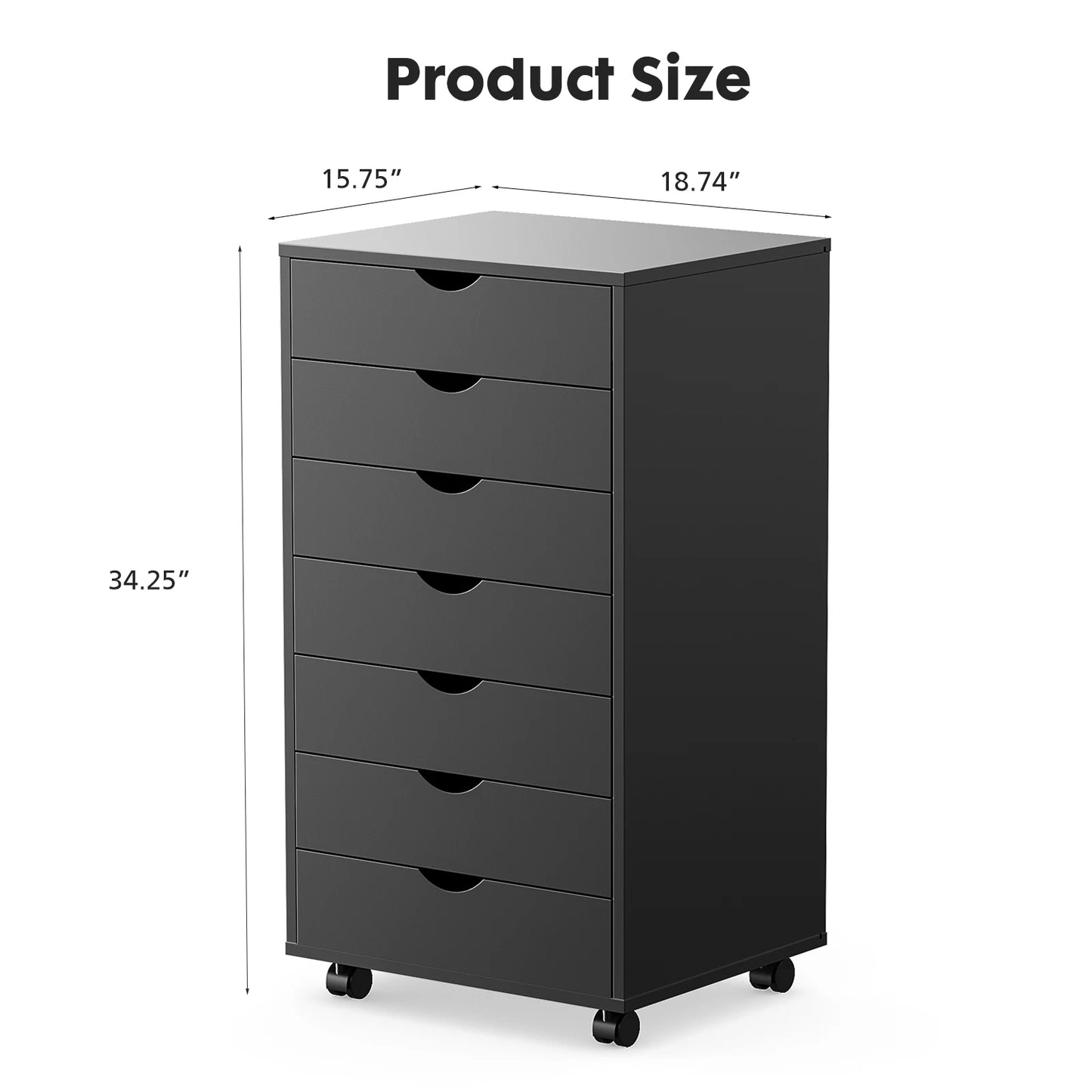 JHK 7-Drawer Rolling Storage Cabinet with Wheels