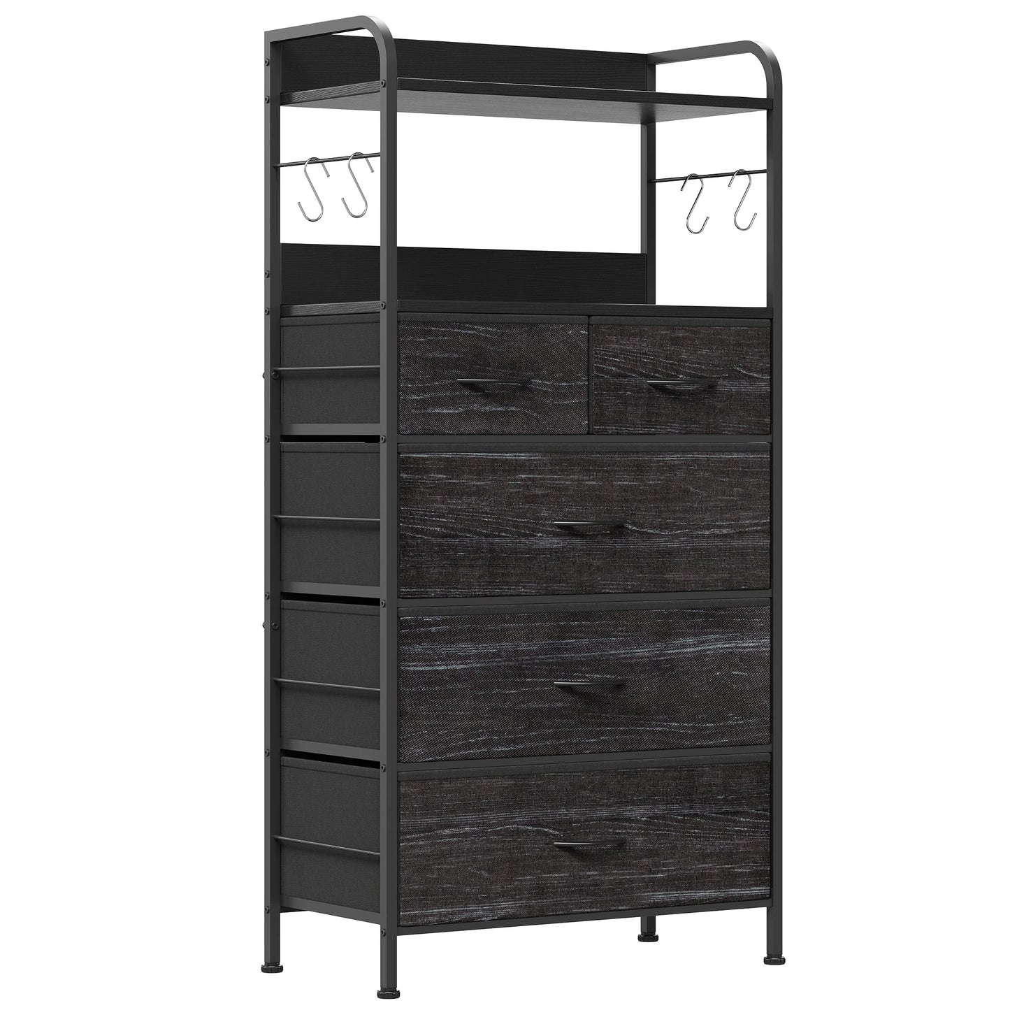 Bedroom Dresser with Shelves – Sturdy Steel Frame Wood Top