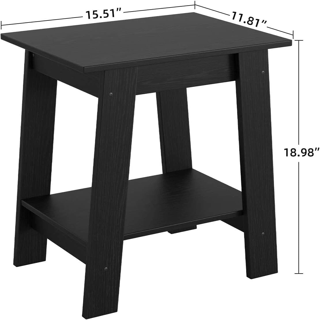 Minimalist Wooden End Table with 2-Tier Storage Shelf