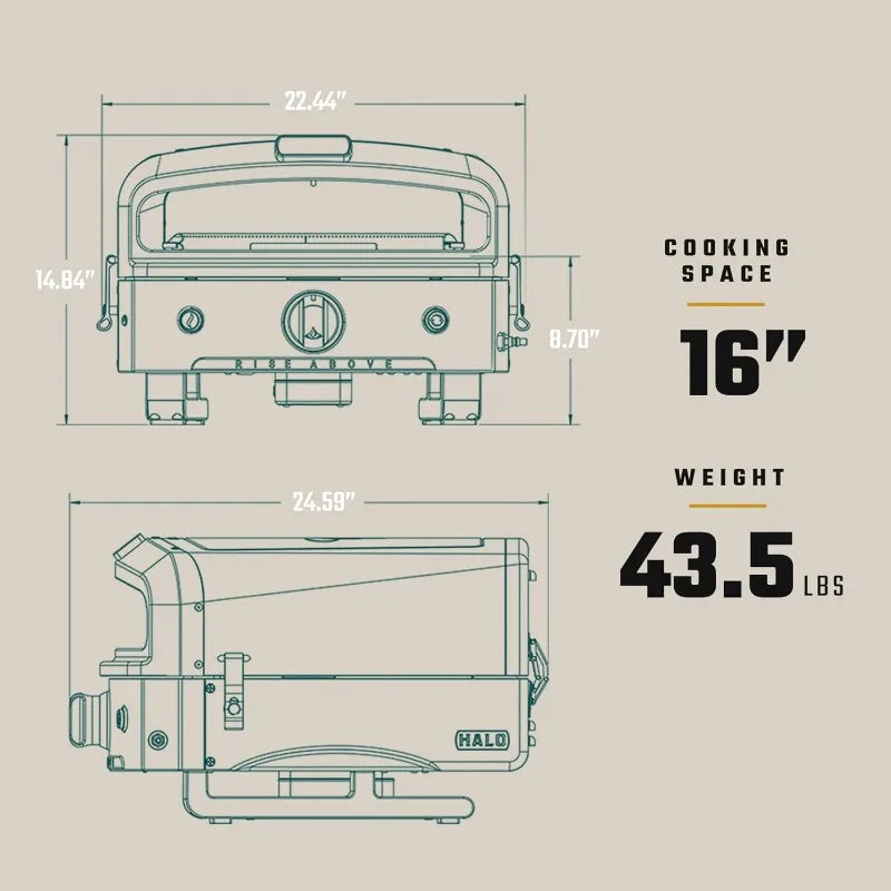 Versa 16" Propane Gas Outdoor Pizza Oven – Rotating Stone, Portable Kitchen Appliance