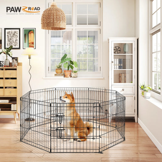 Foldable Metal Dog Playpen – Pet Fence for Dogs, Puppies, and Cats