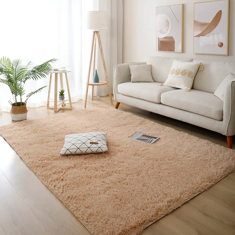 White Fluffy Furry Rug – Modern Soft Carpet for Living Room & Bedroom