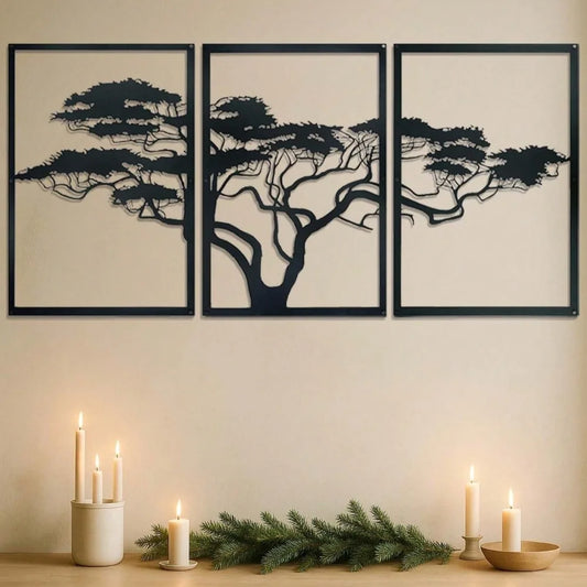 Tree of Life Metal Wall Art Set – Spiritual & Bohemian Wall Hanging