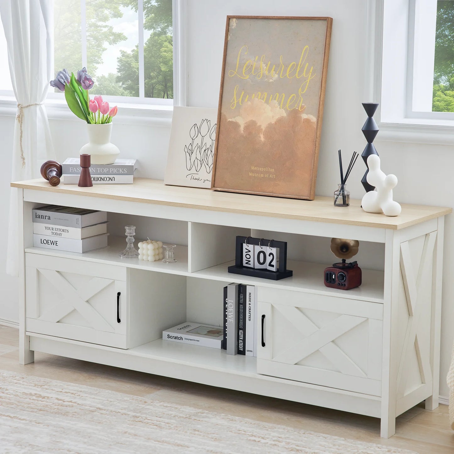 Entertainment Center, Power Outlet, Storage Cabinet