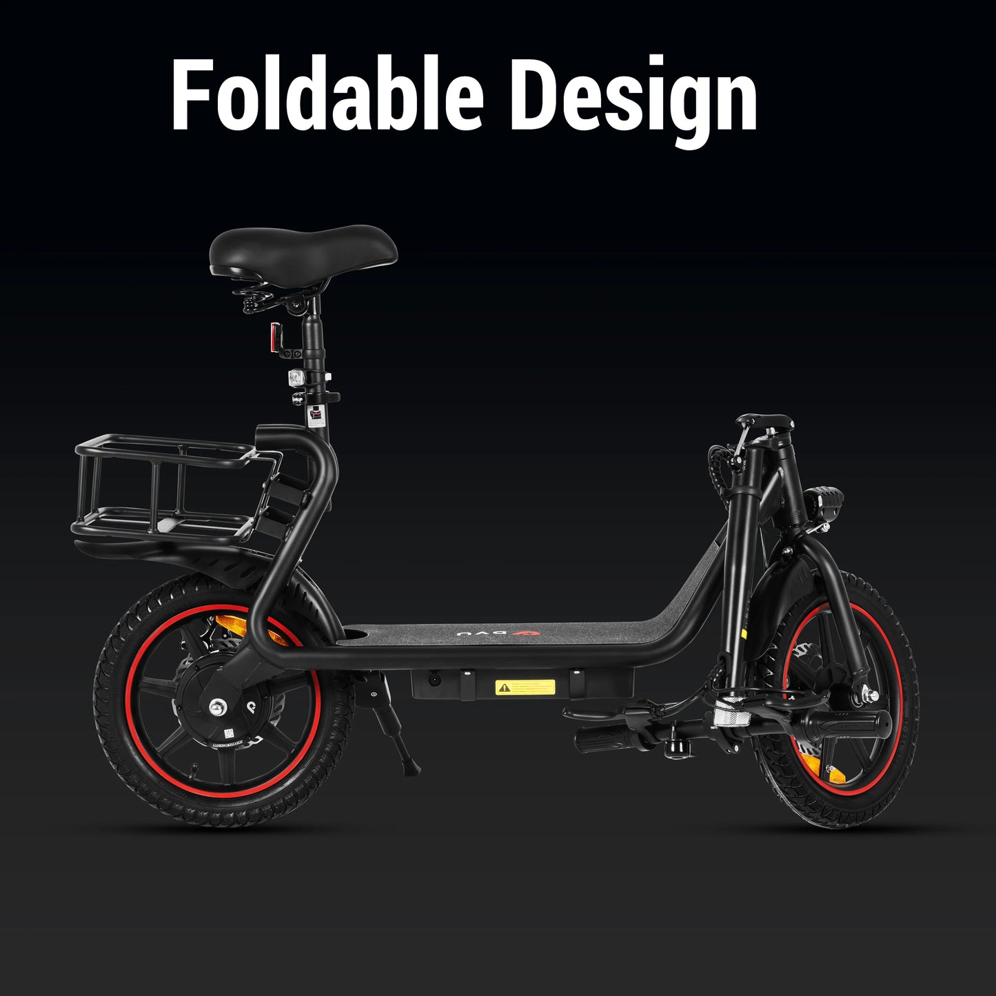 C4 Peak 500W Electric Scooter with Seat & Basket – 15.5 MPH, 15.5-Mile Range