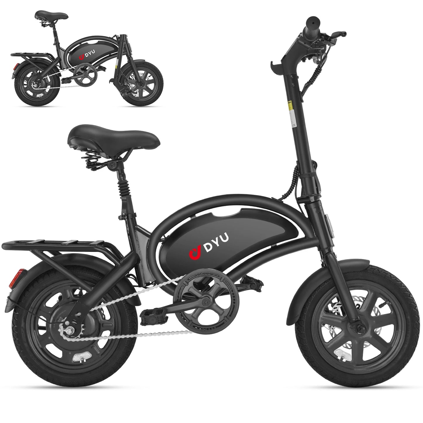 DYU D3F-MINI Electric Bike – 500W Peak Motor, 36V 7.8Ah Battery, 14" City E-Bike