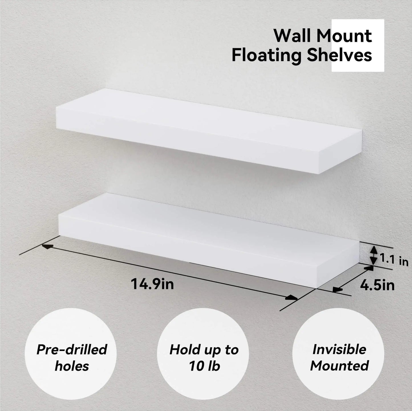White Floating Wall Shelves – Modern Wall-Mounted Display Shelves