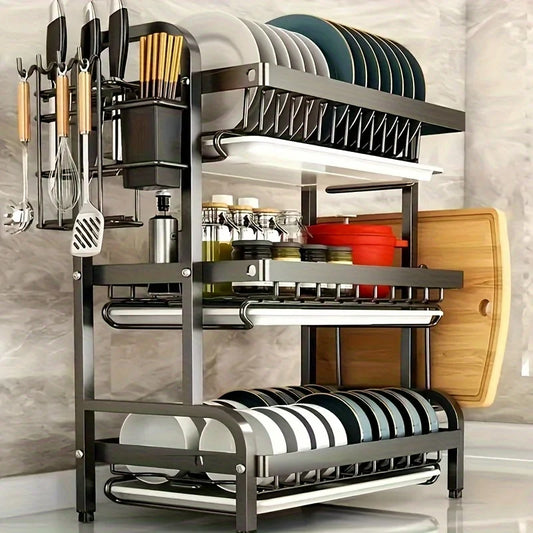 Three-Tier Kitchen Countertop Large Capacity Dish Drainer