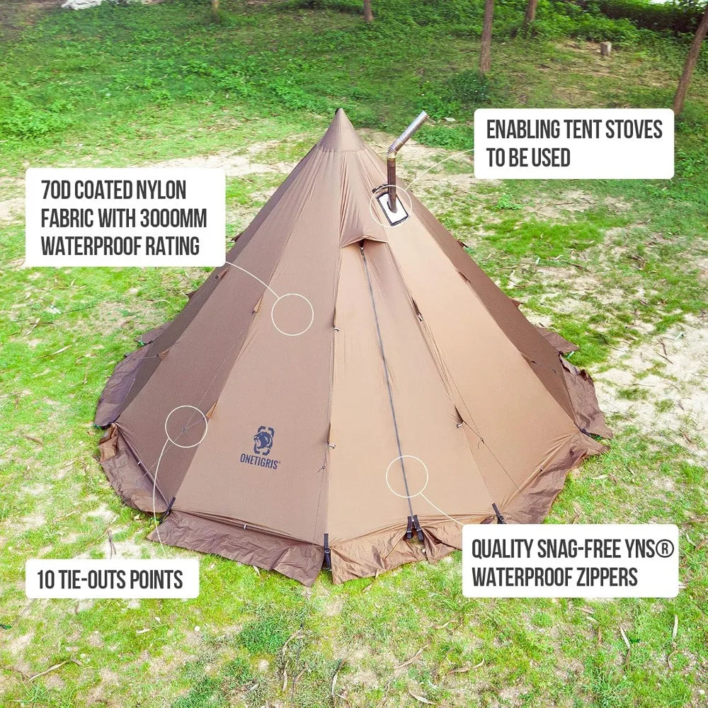 Rock Fortress 4-Season Hot Tent with Stove Jack – Waterproof Tipi
