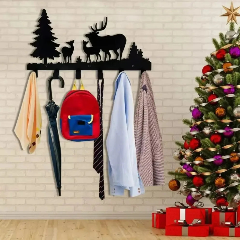 Metal Wall-Mounted Coat Hooks Towel and Clothes Hanger Rack
