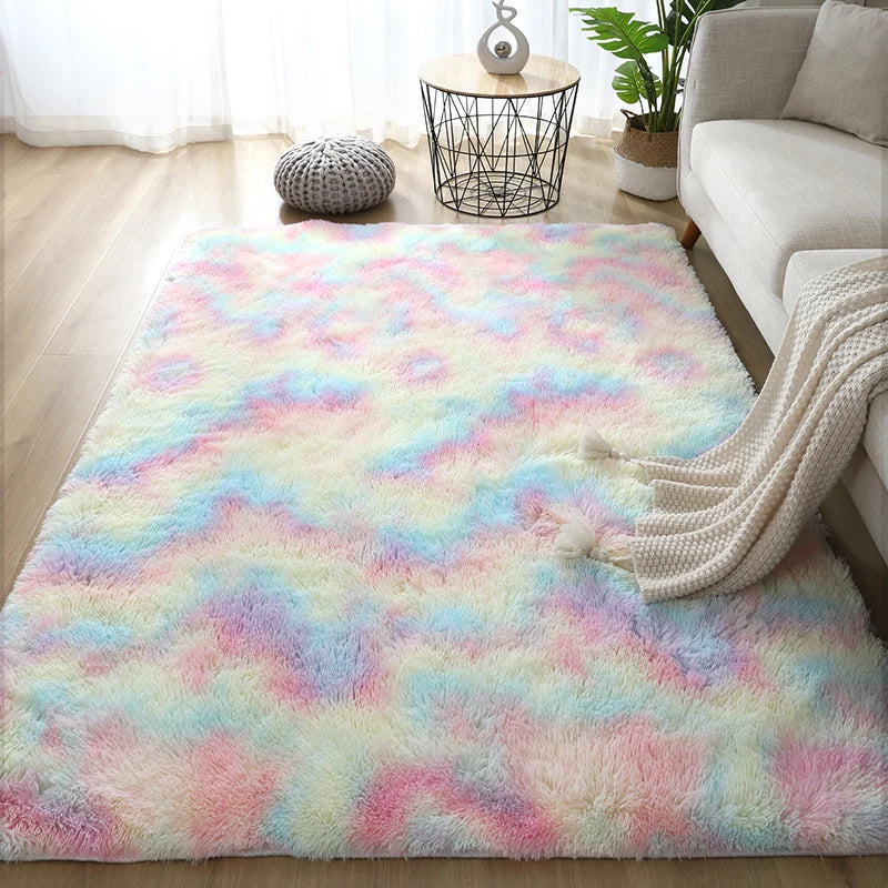 White Fluffy Furry Rug – Modern Soft Carpet for Living Room & Bedroom