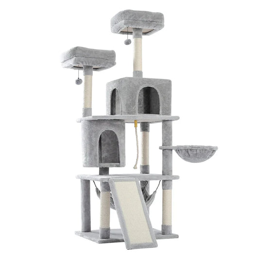 Multi-Level Indoor Climbing Furniture with Scratching Post and Cozy Condo