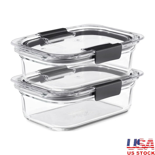 Airtight Leak-Proof Glass Food Storage Containers – Set of 2, Microwave & Oven Safe