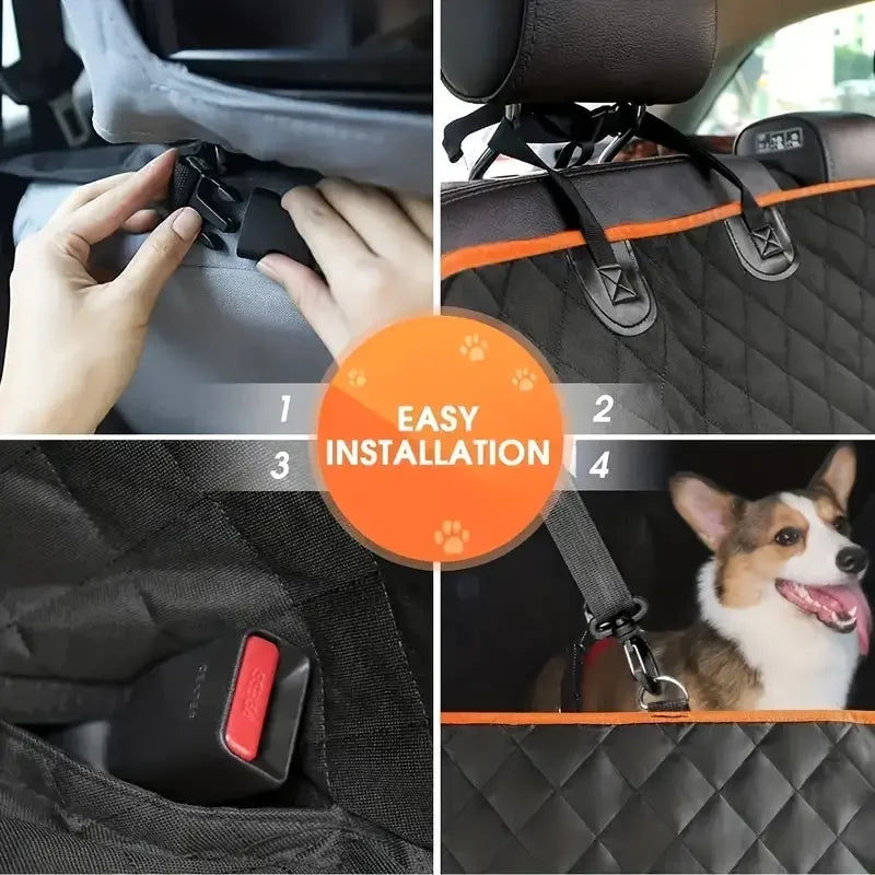 Deluxe Waterproof Pet Car Hammock – Scratch-Resistant Back Seat Cover