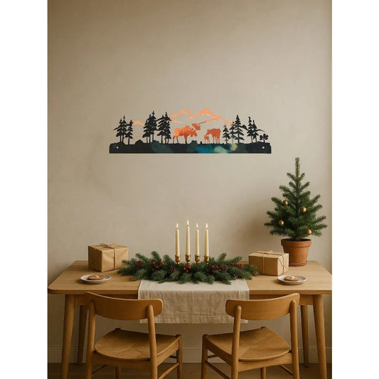 Rustic Metal Moose Wall Décor – Christmas Tree Design