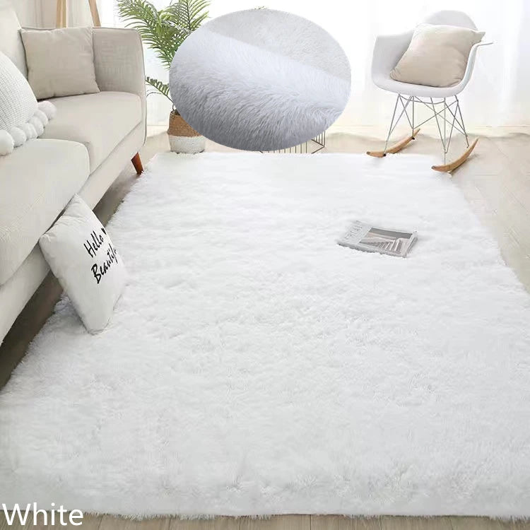 White Fluffy Furry Rug – Modern Soft Carpet for Living Room & Bedroom