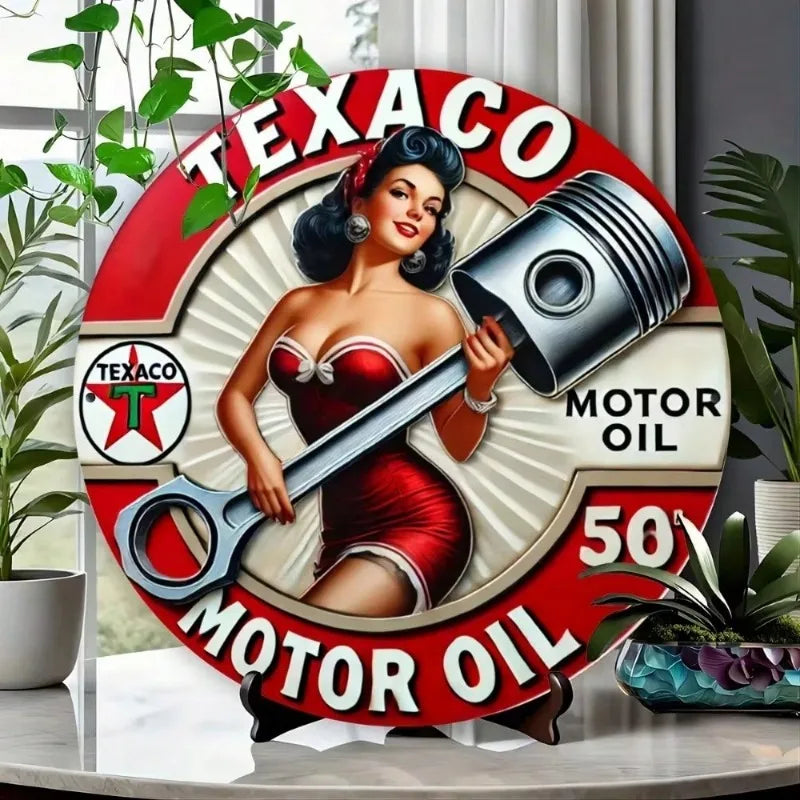 Collectors' Choice Vintage Texaco Petroleum Round Metal Sign