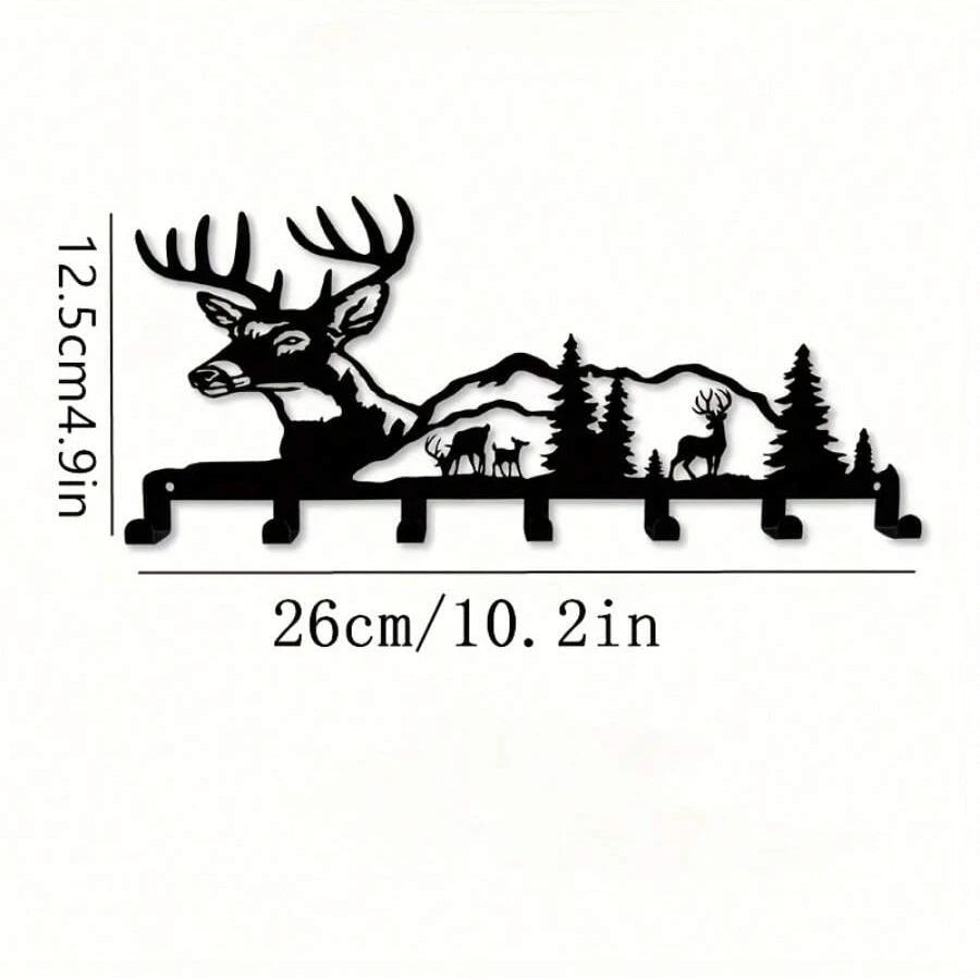 Deer & Forest Wall Sculpture Key Holder Nature-Inspired Organizer