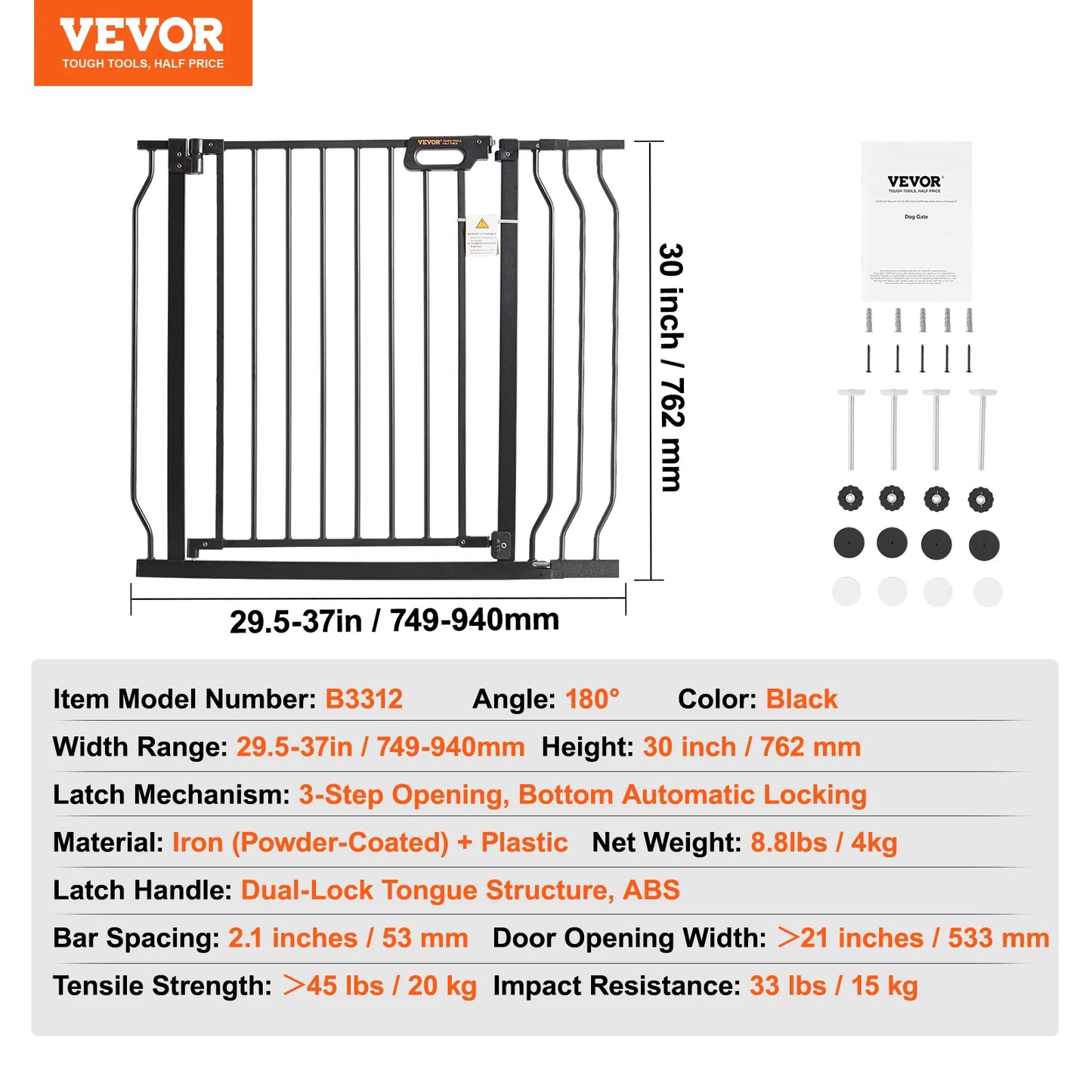 Extra Tall Pet & Child Safety Gate, Easy Step Walk-Thru