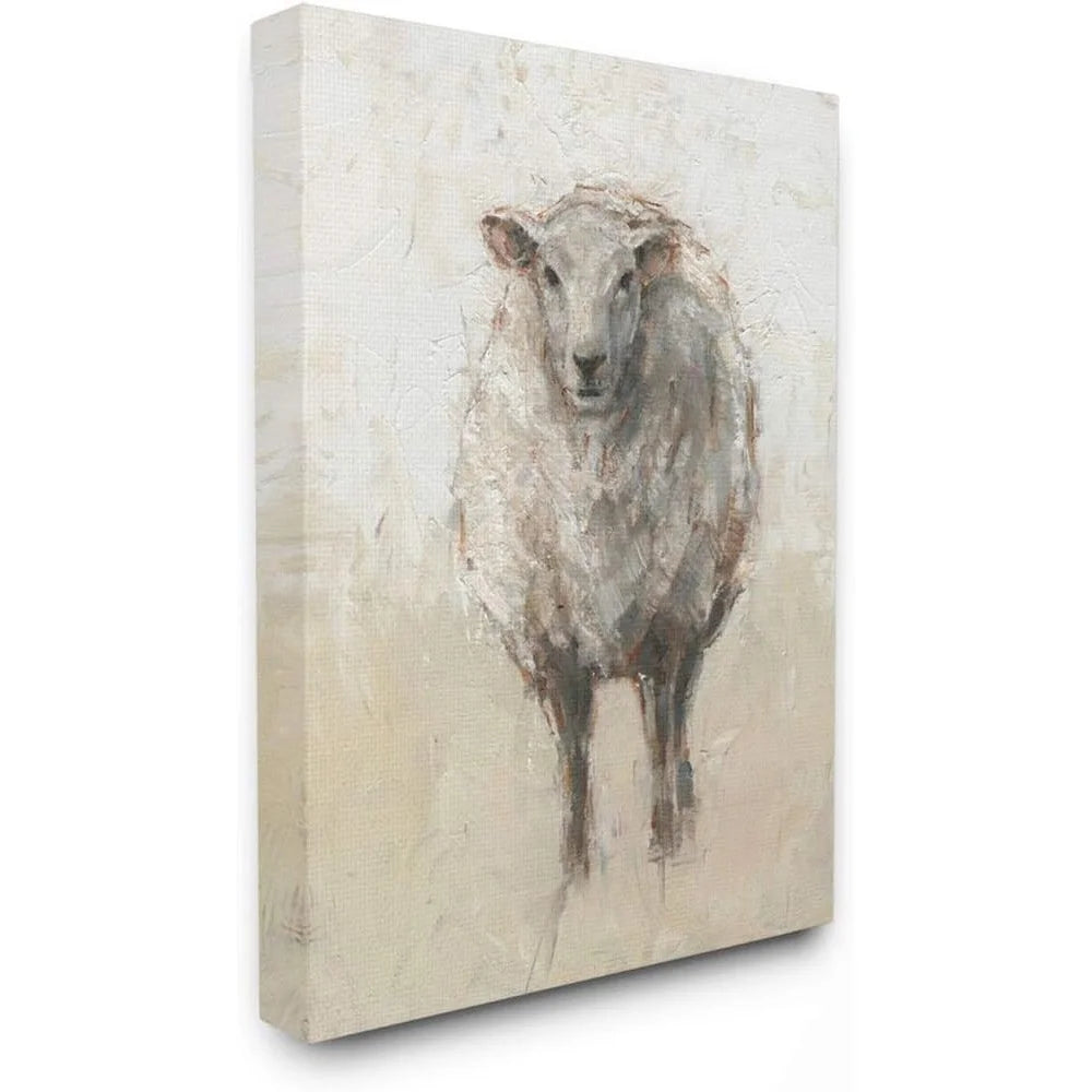 Minimal Sheep Canvas Wall Art – Farm Animal Painting,