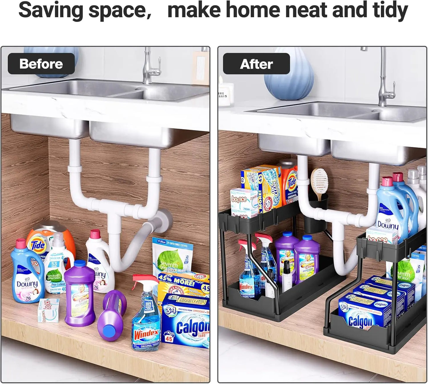 Under-Sink Multi-Purpose, Kitchen, Bathroom Storage Basket