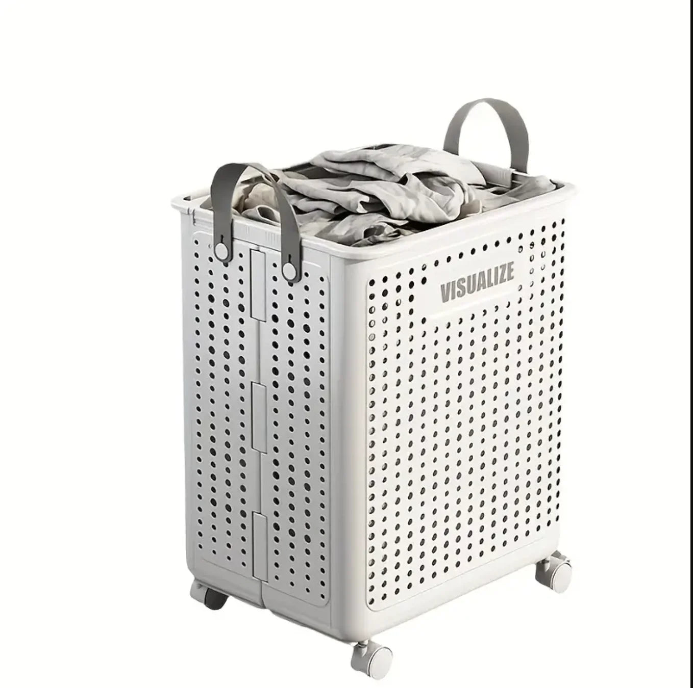 Foldable Laundry Basket with Wheels - XL Collapsible Storage Bin for Clothes,