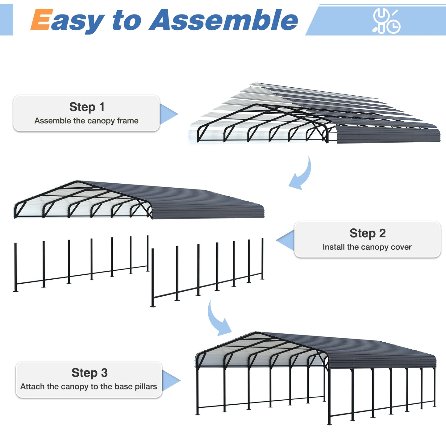 Heavy Duty Galvanized Metal Carport – Pickup Truck Shelter