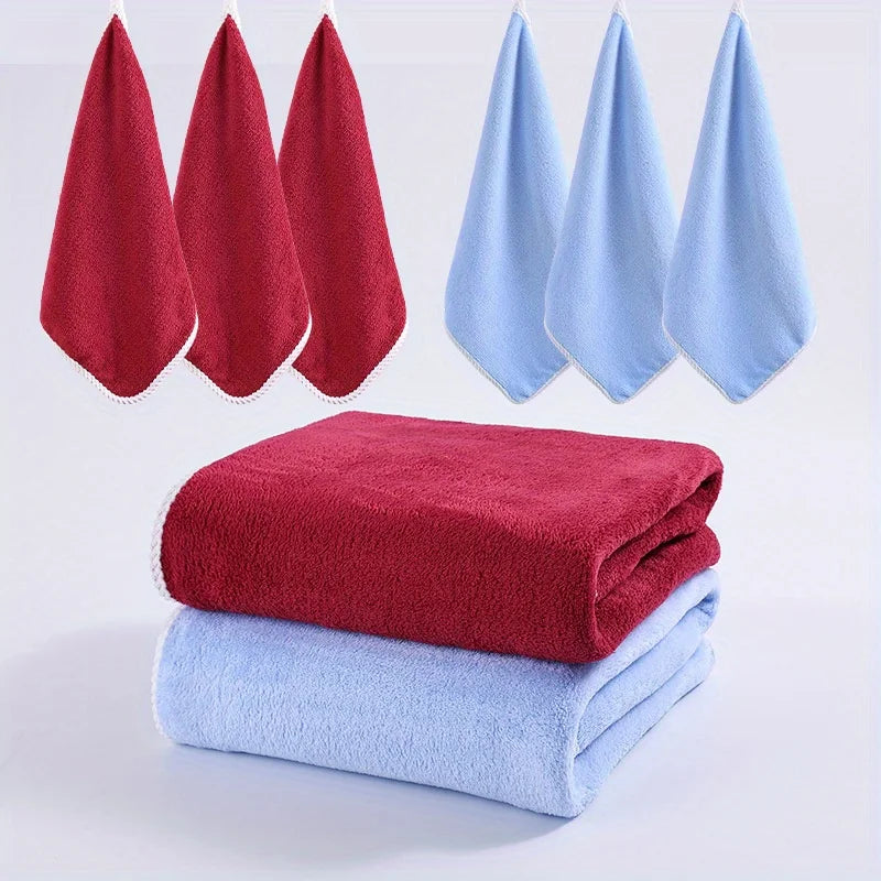 8PCS Luxury Microfiber Flannel Bath Towel Set Plush Towels