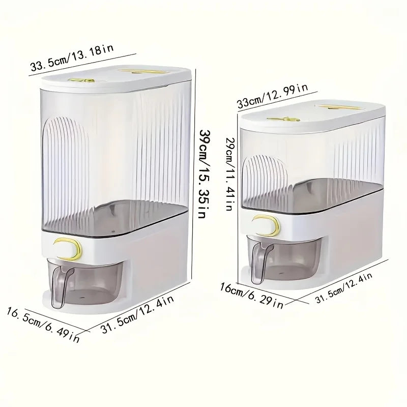 5kg/10kg Rice Dispenser with Measuring Cup & Time Markings