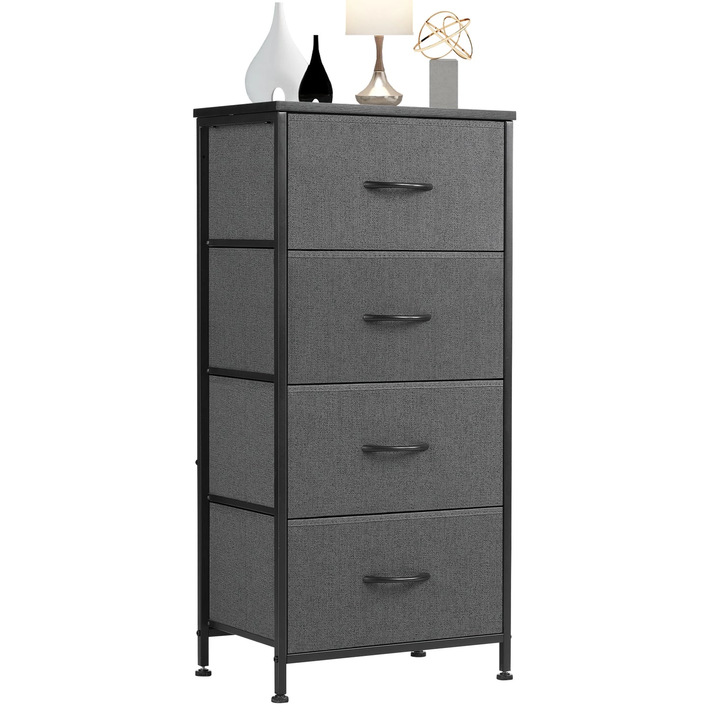 JHK 4-Drawer Fabric Nightstand with Steel Frame
