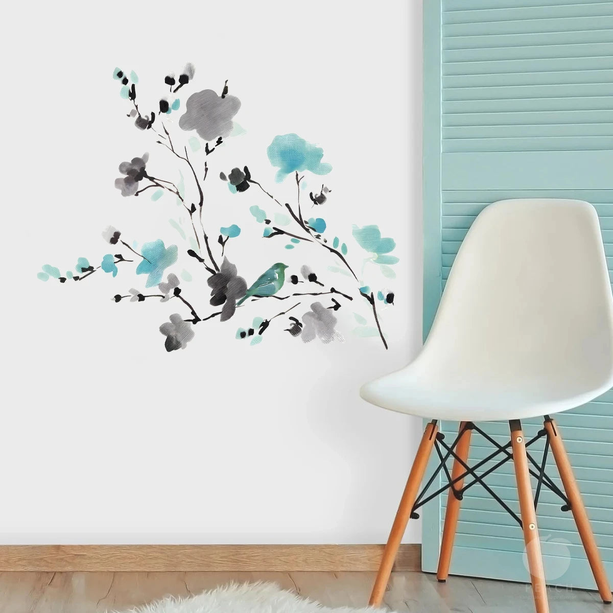 Bird & Peach Blossom Elegant Floral Window & Wall Décor Sticker