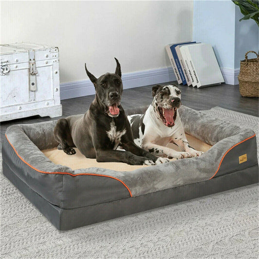 Jumbo Orthopedic Dog Bed – Memory Foam Pet Sofa Couch with Waterproof Cover