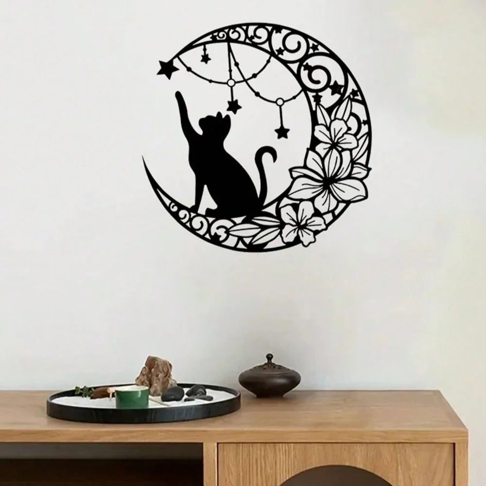 Black Cat Metal Wall Decor Pendant – Multifunctional & Durable